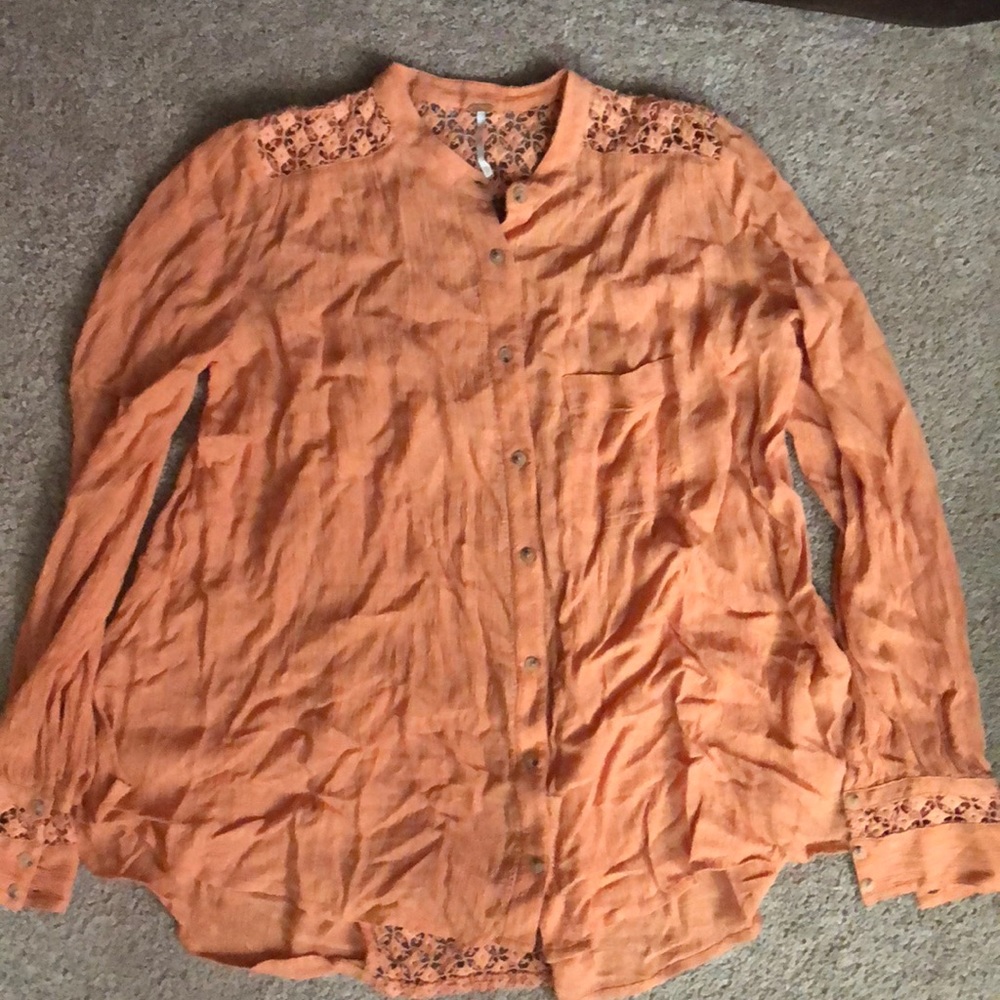 Button down terra cotta free People blouse